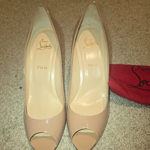 Christian Louboutin patent peep toe